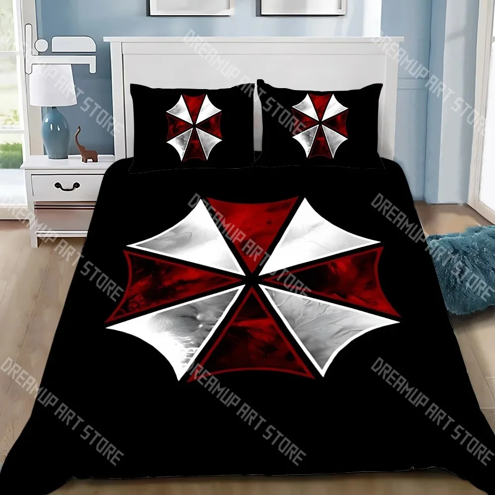 Fashion R-Resident Evil Game Umbrella Bedding Set Single Twin Full Queen King Size Bed Set Kids Bedroom Duvetcover Set