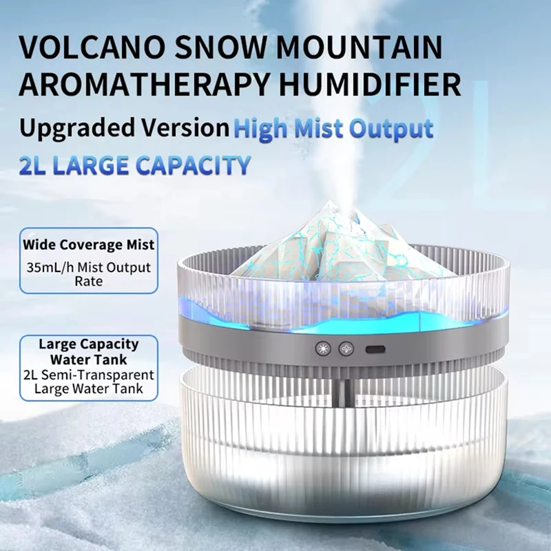 Volcano Aromatherapy Machine Multi-Function Flame Humidifier 2L Large Capacity Perfume Diffuser Atmosphere Night Light