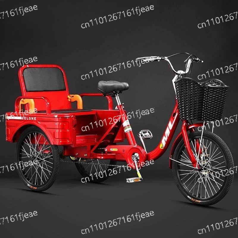 Pedaling human tricycle middle-aged and elderly bicycle adult cargo dual-purpose light scooter
