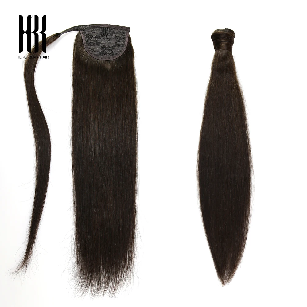 Ponytail Human Hair Wrap Around Horsetail Straight 100% Remy Human Hair Ponytail Extensions 16-22 inch 90g/piece Hero Remy Hair