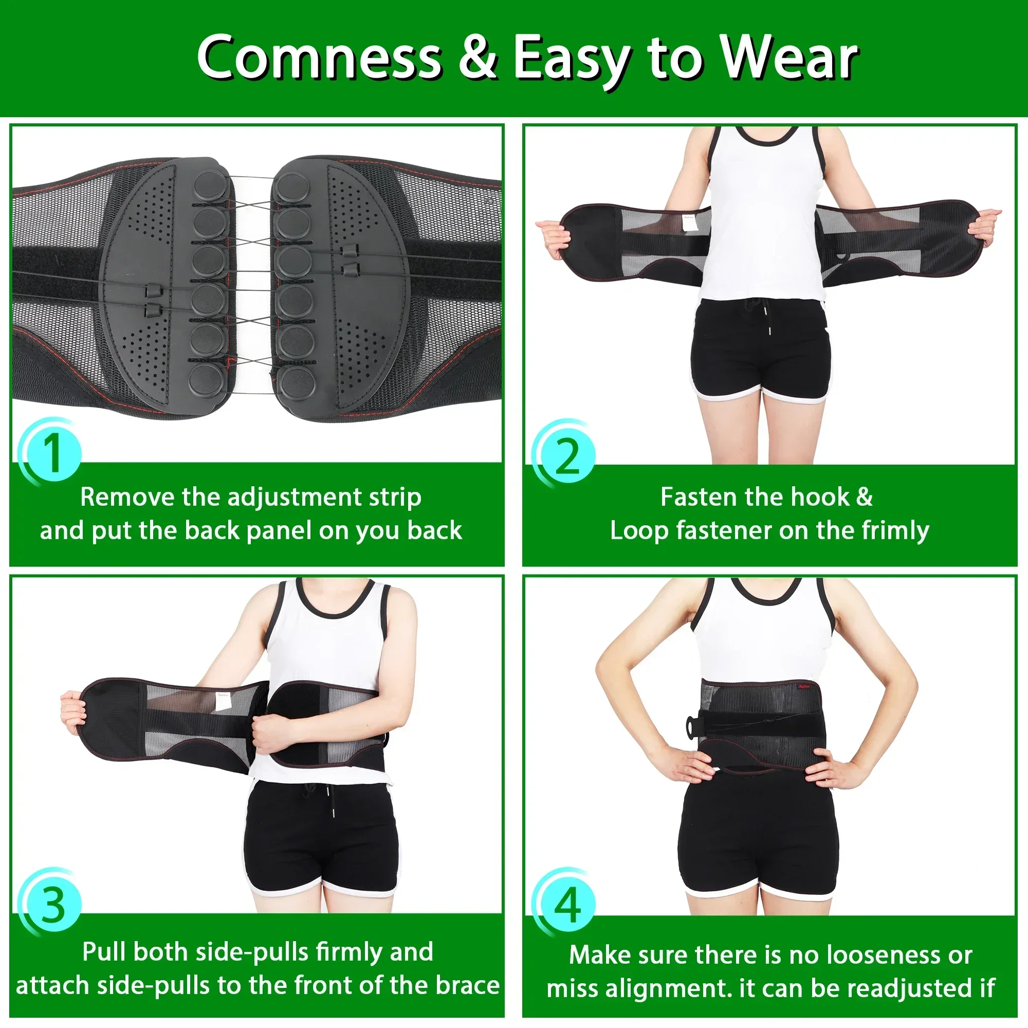 LSO Lumbar Support Belt for Lower Back Pain Relief, Herniated Disc - Sport Waist Brace with Adjustable Compression Pulley System