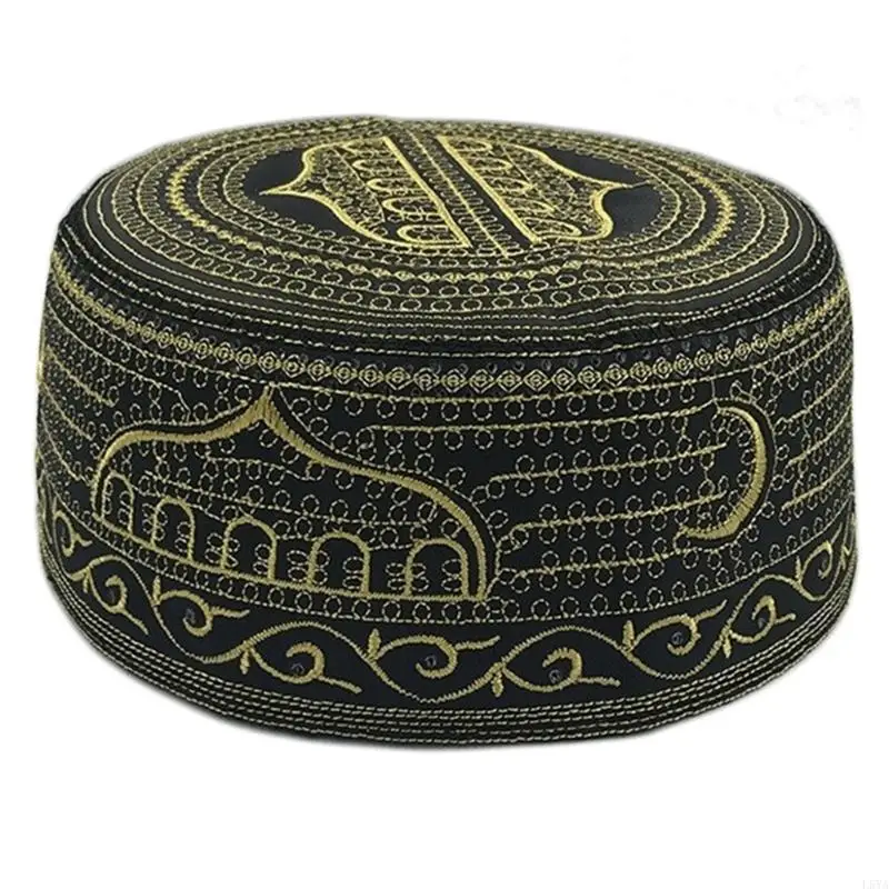 L5YA Stylish Muslims Men Prayer Hat Traditional Saudi Arabia Islamic Headwear