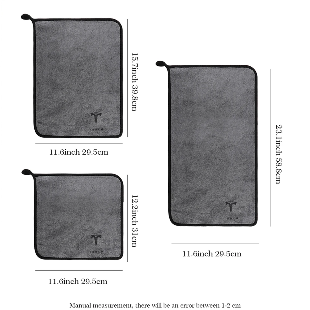 غسيل السيارات منشفة من الألياف الدقيقة شعار السيارات تنظيف تجفيف خرقة القماش أدوات السيارات اكسسوارات ل تسلا نموذج 3 نموذج Y نموذج S نموذج X #4