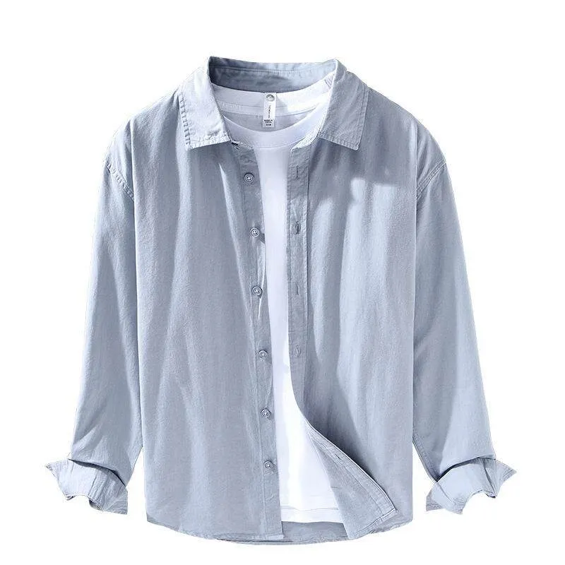 

White Long Sleeve Men's Shirt Youthful Simple Style Deformable Resistant Summer Fashion Inner Wear Pure Color XdWR9cNm