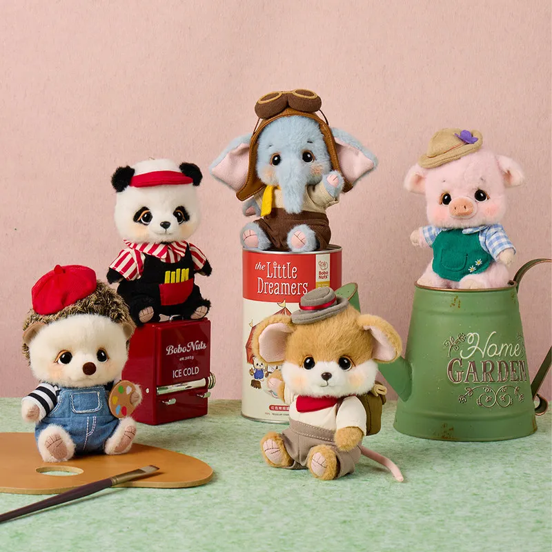 BoboNuts Urocze pluszowe breloczki w kształcie pandy, świnki i myszy, pluszowe zawieszki, ozdoby do plecaka, torebki, modny maskotka, zawieszka do torby.