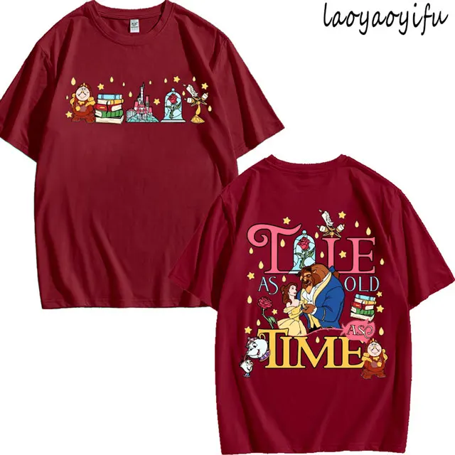 

Tshirt Beauty and the Beast Vintage & Aesthetic Styles High Quality Cotton Women Fashion Loose Short Sleeve O-neck Tee