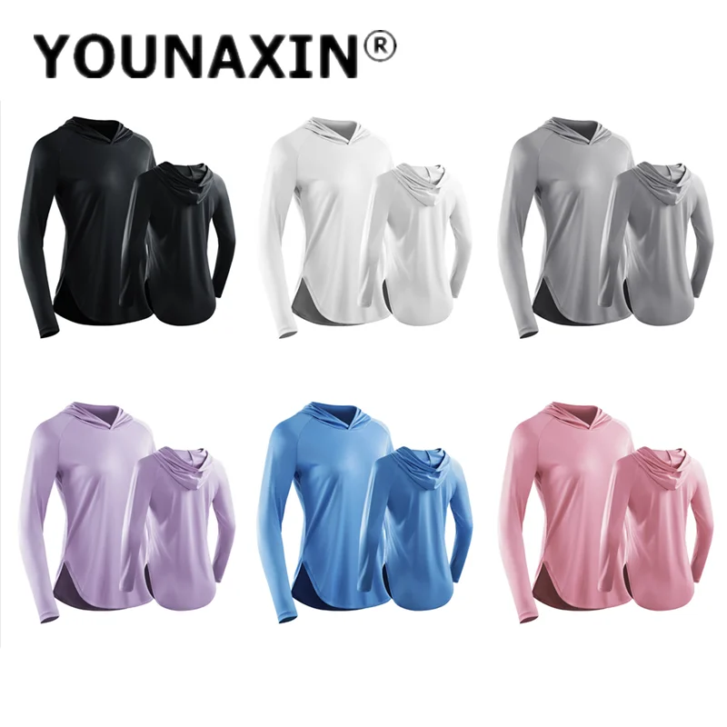 Women's Running T-shirts Slim Yoga Jacket Gym Training Fitness Hooded Sun Protection Suit Cycling Clothes M L XL 2XL 3XL