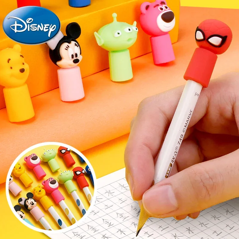 3pcs/set Disney Mickey Minnie Mouse Pencil Caps Pen Covers Cartoon Kawaii High Quality Student School Office Stationery Supplies