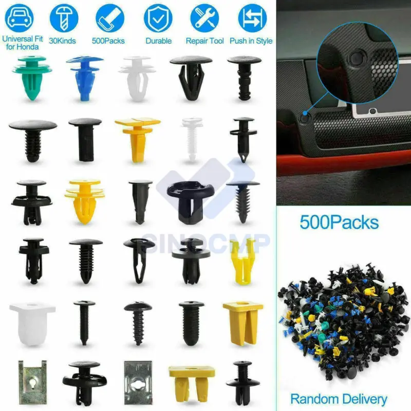 500pcs High Quality Car Body Push Pin Rivet Fasteners Trim Moulding Clips Screw Driver Car Buckle for Buses Trains Planes Truck