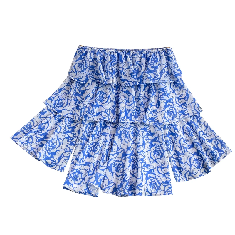 ゆったりとした花柄プリントのワンショルダートップス、ベルスリーブ、ランタンスリーブ、韓国風スリーブ、通勤用ロングスリーブトップス、若い女性向け