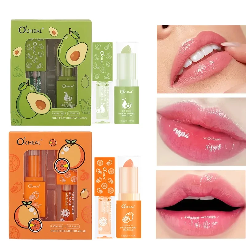 10Pcs Lip Balm&Lip Gloss Set PH Color Change Honey Avocado Moisturizing Long Lasting Lips Care Light Pink Lip Balm Lip Tint