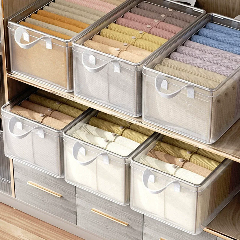 1 Stück Transparente PVC Faltbare Aufbewahrungsboxen mit Stabilem Stahlrahmen, Wasserdichter Staubdichter Schrank-Organizer, Netz-Aufbewahrungskorb