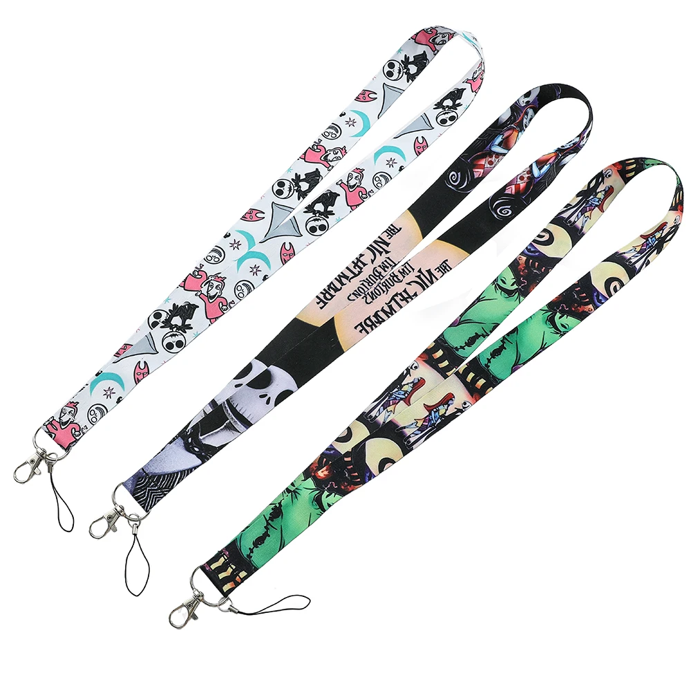 1pc The Nightmare Before Christmas Lanyard for Key ID Credit Card Cover Pass Mobile Phone Charm Neck Straps Badge Accessories