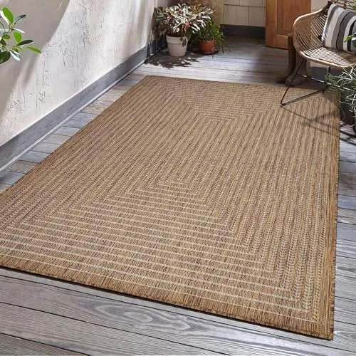 Outdoor Indoor Area Rug, Weather Resistant, Easy to Clean, Stain Resistant Floor Mat for Dining Room, Backyard, Deck