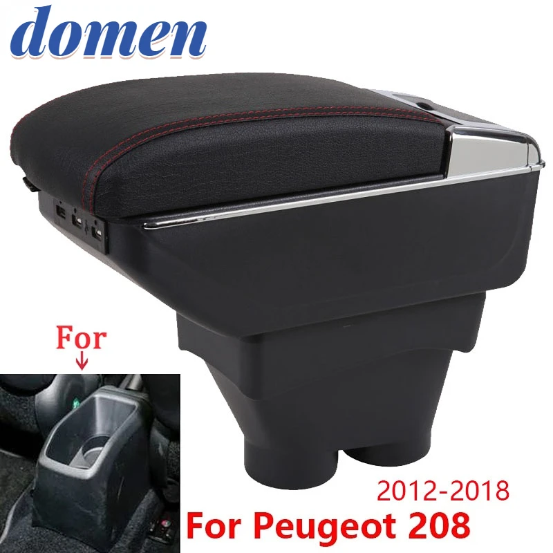 

For Peugeot 208 Armrest Box 2012-2018 Storage box Car Holder Ashtray Interior accessories Retrofit parts USB 2017 2016 2015