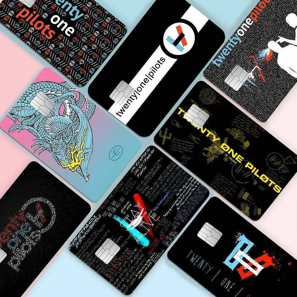 Popular T-Twenty One Pilot Cartoon Credit Card Skin Stickers for Bank Card Bus Metro Card Sticker Waterproof Women Gift