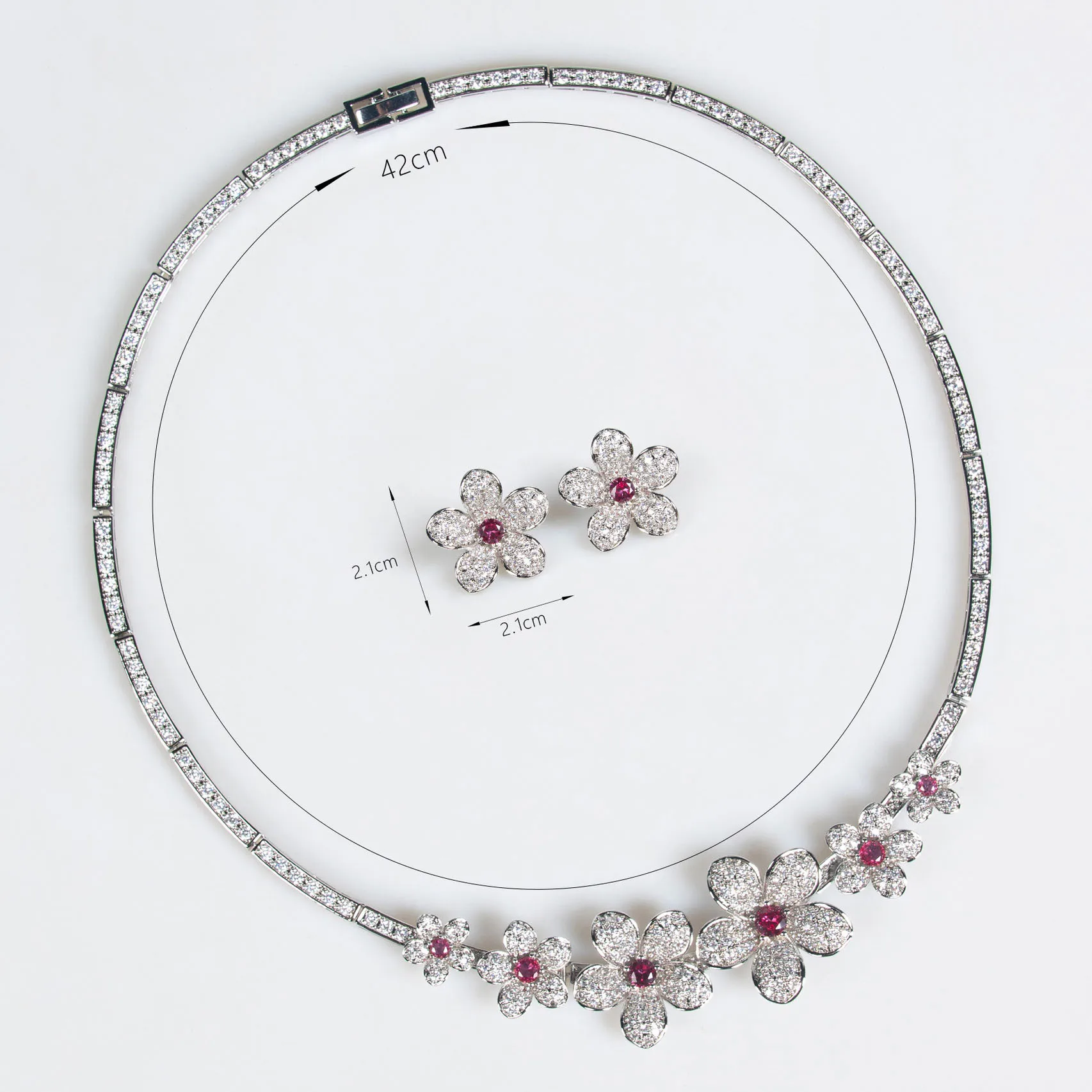 سوبر جميلة قلادة أقراط زهرة قوي مصقول مجوهرات الزفاف إكسسوارات فتيات مجموعة حفلة خطوبة هدية عطلة M-56 #6