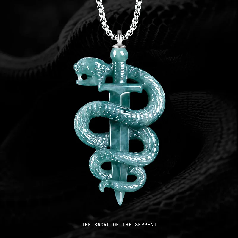 

S Blue Myanmar Jadeite Snake Pendant Necklace 925 Silver Burmese Jade Charm Natural Gemstone Gifts for Women Luxury Real Jewelry