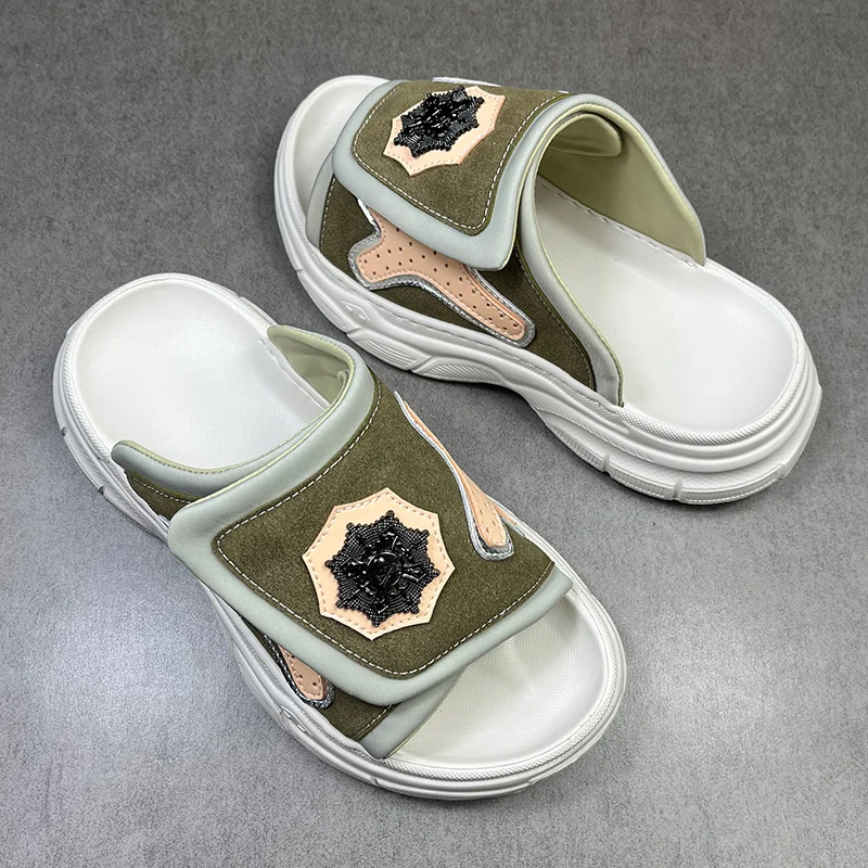 

Повседневные сандалии для мальчиков на открытом воздухе, летняя мужская пляжная обувь, нескользящие сандалии на толстой подошве, модные открытые спортивные тапочки на липучке