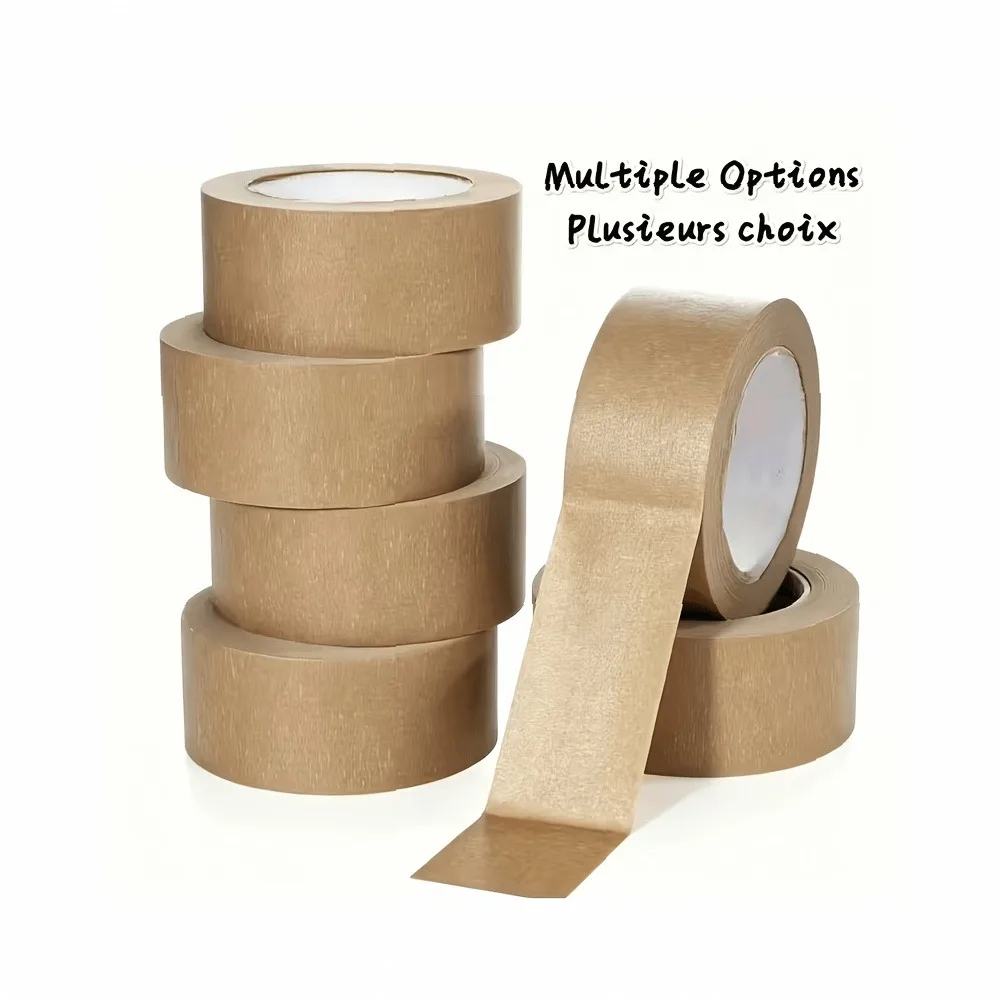 Kraft Paper Packing Tape High Strength Strong Adhesive for Sealing Boxes, Hand Tearable Writeable Masking Tape