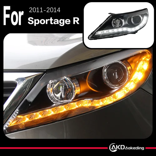 AKD 車モデルヘッドランプ起亜 Sportage ヘッドライト 2011-2014 Sportage R LED ヘッドライト LED DRL Hid バイキセノン自動車アクセサリー
