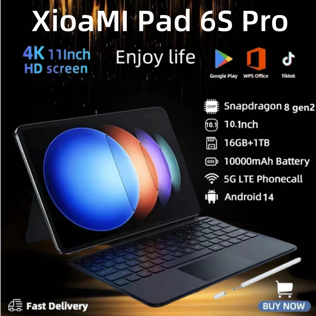 PAD 6S Pro Xioami 5G Origia 2025 Global Edition Snapdragon 8gen2 16GB+1TB Android14 Dual SIM WIFI Google Play 4K HD Tablet PC