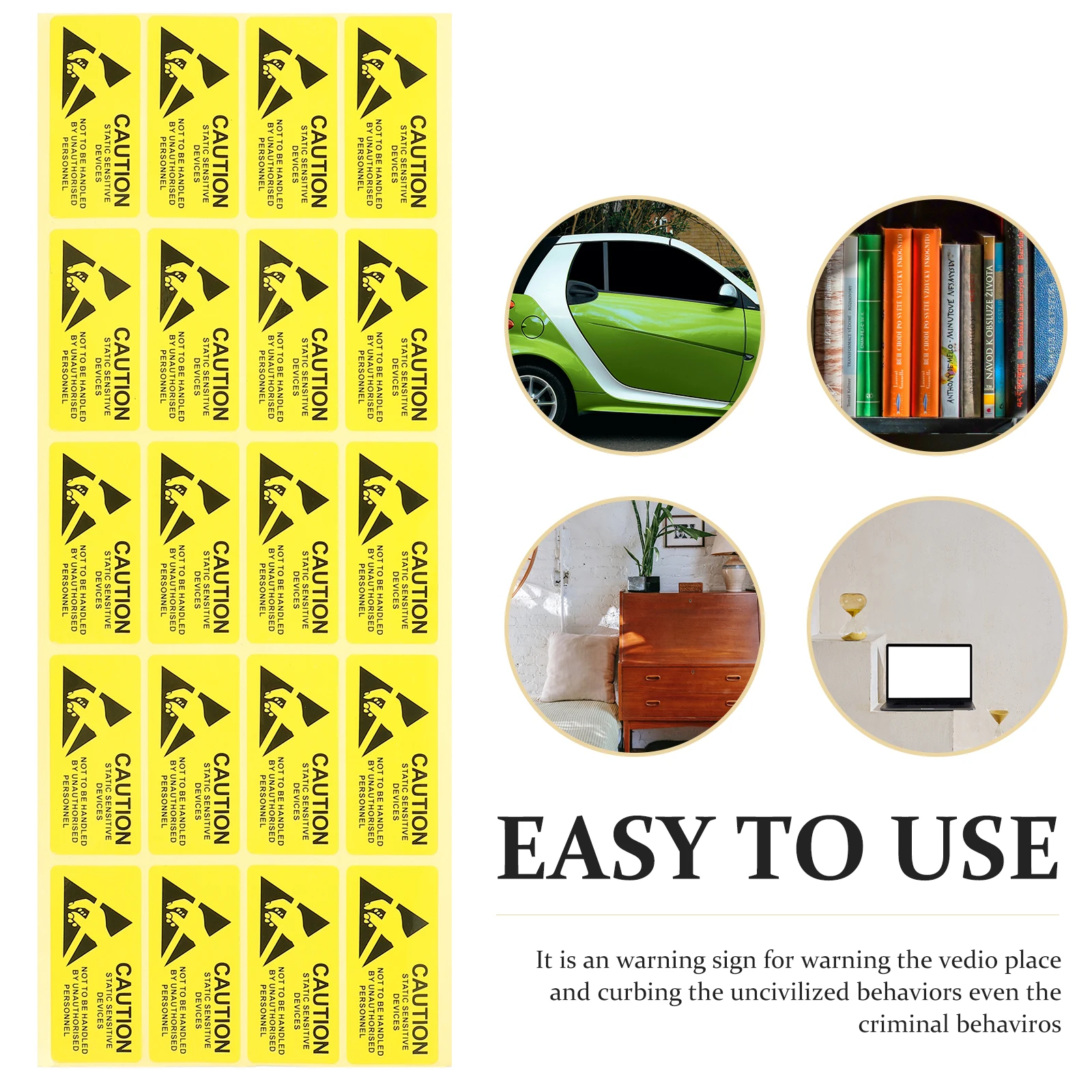 

450pcs Anti Static Labels Yellow Caution Car Plastic Smooth Surface Esd Sensitive Devices Decals Protective Gear