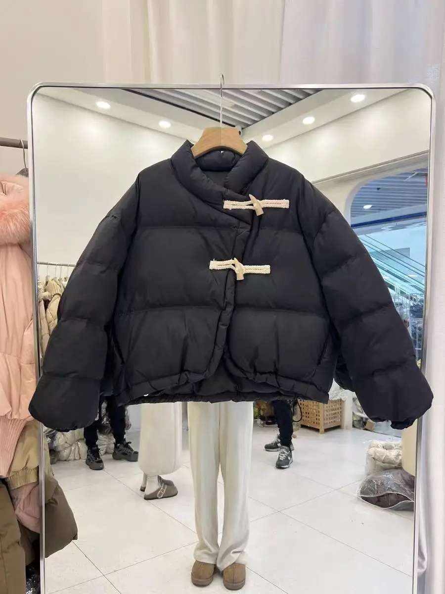 Women\'s Beige Parka Jacket Warm Thicken Overcoat Long Sleeve Coat Korean Oversize Padded Jacket Winter Autumn 2000s Clothes 2024