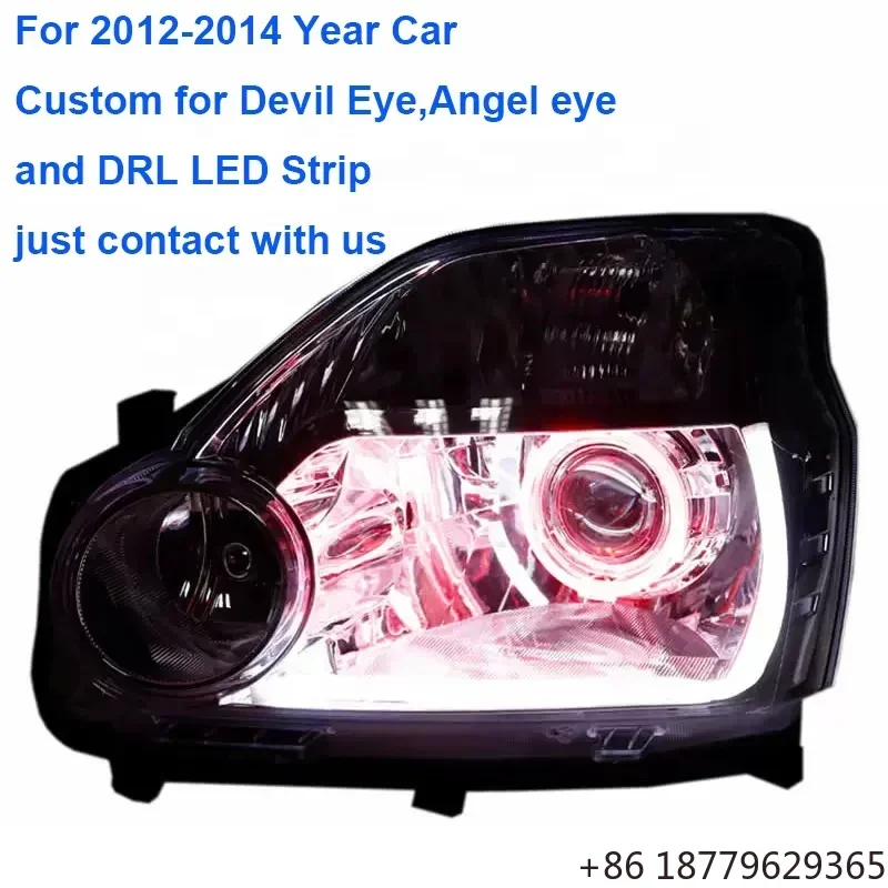 Full LED Custom Headlights Devil Angel Eye Daytime Running Light Front Lamp Assembly SUV Fitment 2001-2014