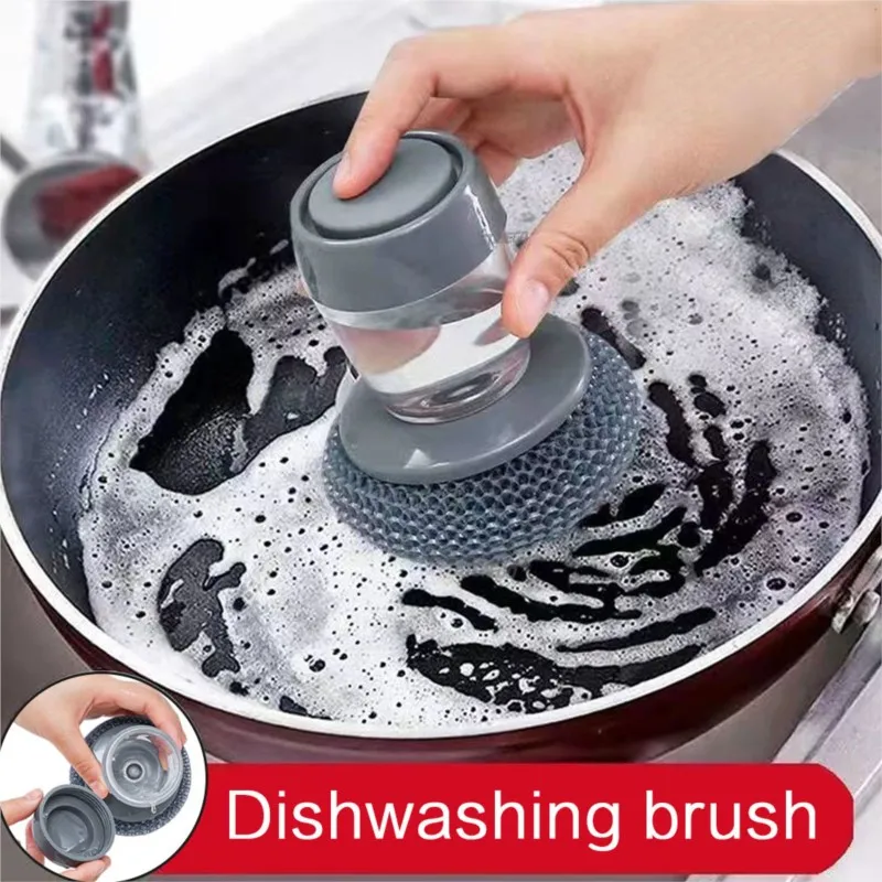 Utensils Portable Dispensing Tool Palm Pet Ball Pan Dish Brush Kitchen Soap With Dispenser Cleaning Washing Easy Use Scrubber