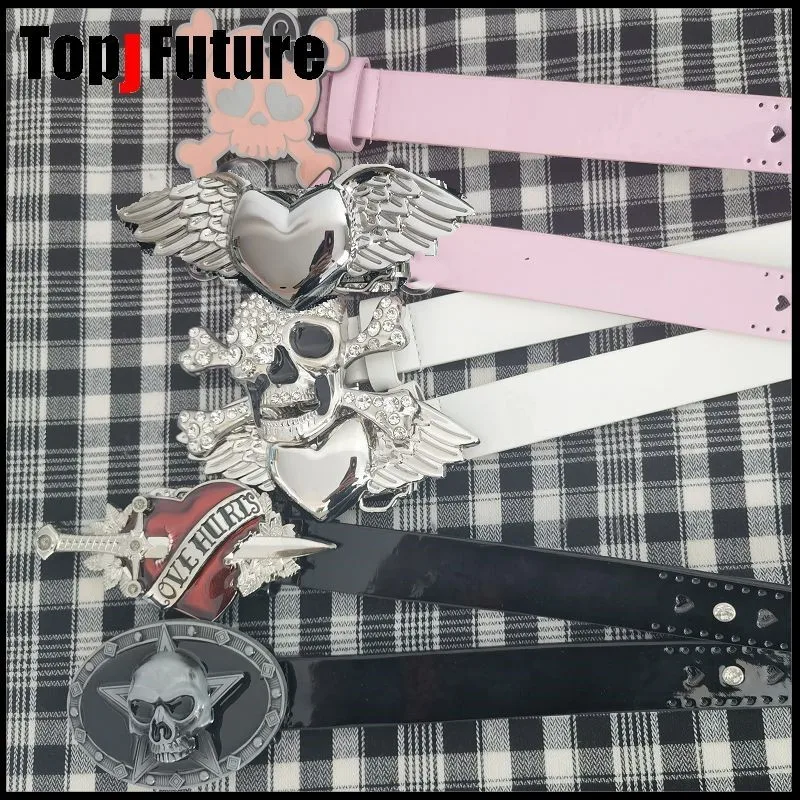 Women Girl decorat  Gothic Lolita Punk Harajuku bling bling skull laziness belt waist belt heart Lolita cosplay party belt gift