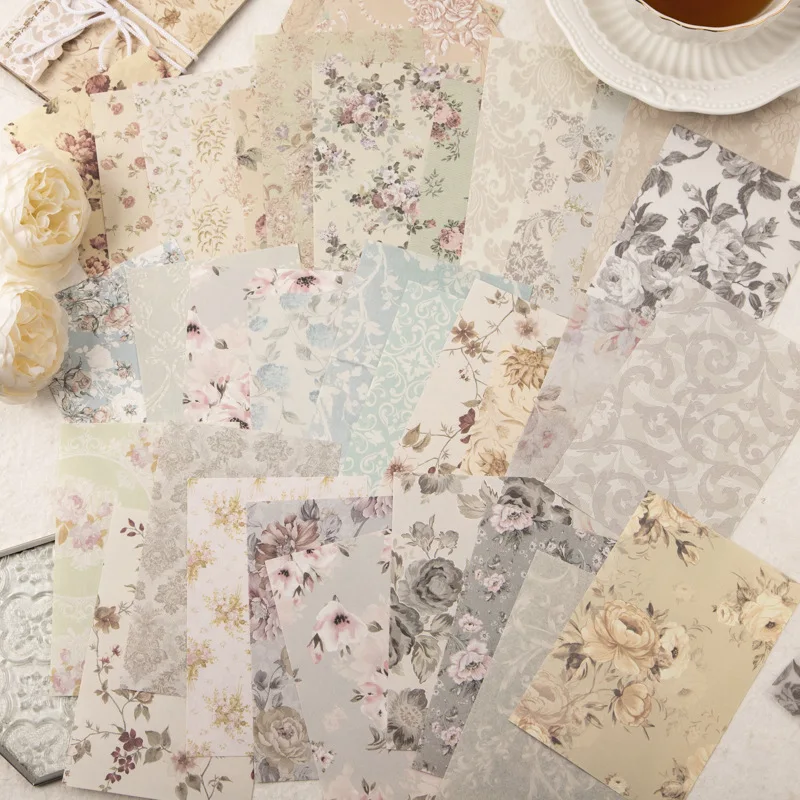 30 pcs Vintage Floral pattern material paper Decorative Diary Album Scrapbooking accessories Planner handmade Background paper