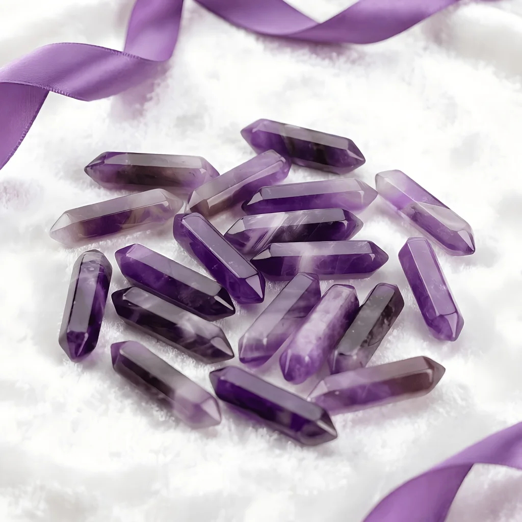 Bulk Natural Amethyst & Quartz Amethyst Hexagonal Bead Points Suitable for Jewelry Making, Christmas Gifts for DIY Crafts