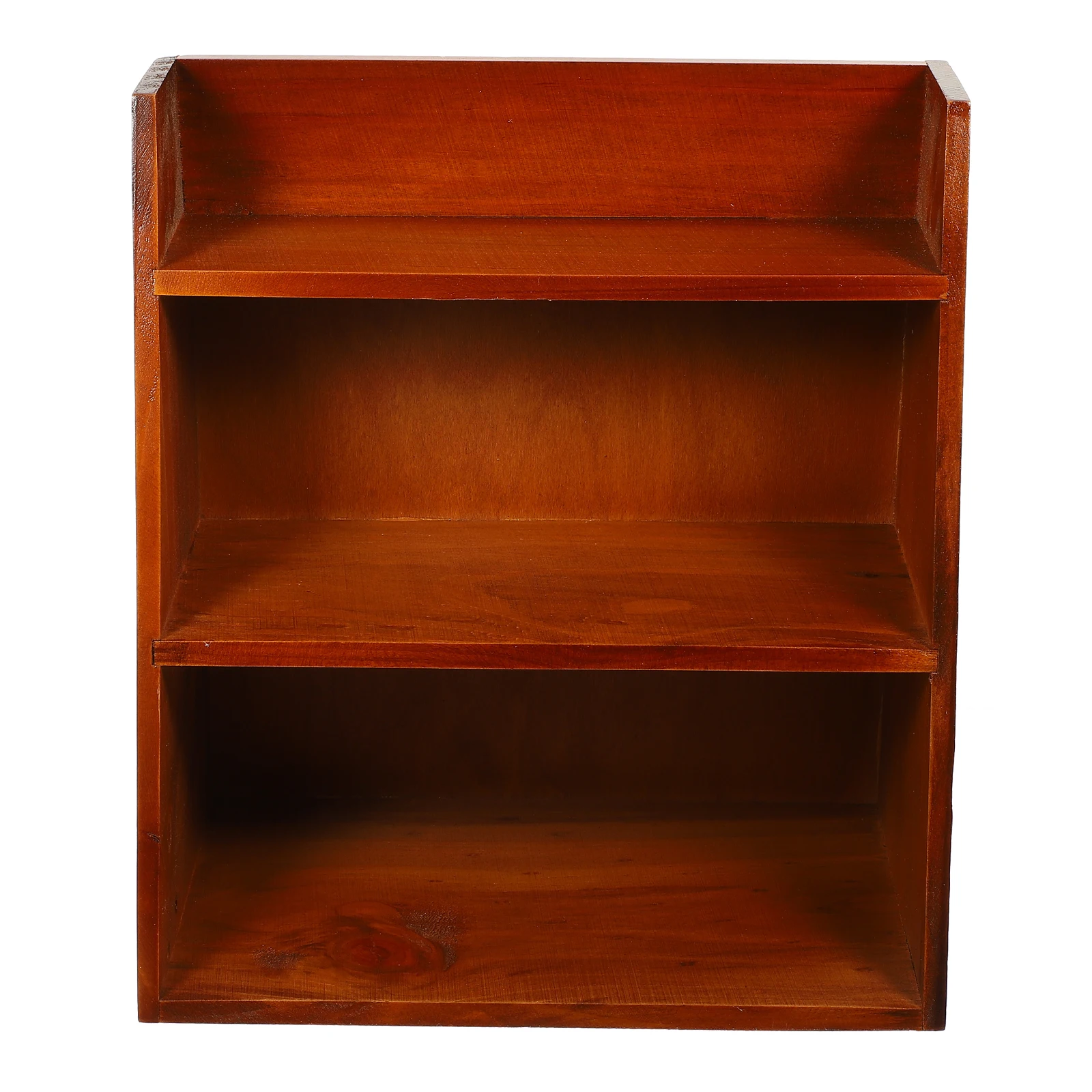 

Multi-layer Storage Simple Multi-Purpose Storage Rack Desktop Organizer Brown Craft Wooden Shelf Office Home Use File Holder