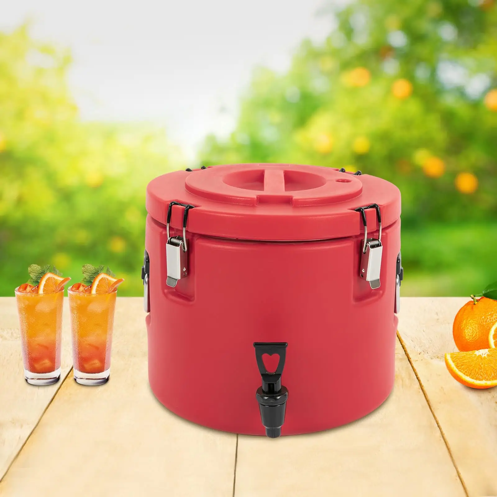 Contenedores de bebidas aislados, enfriador de bebidas aislado rojo de 20L/5,3 gal, contenedor portátil de bebidas frías y calientes, cubo aislado con