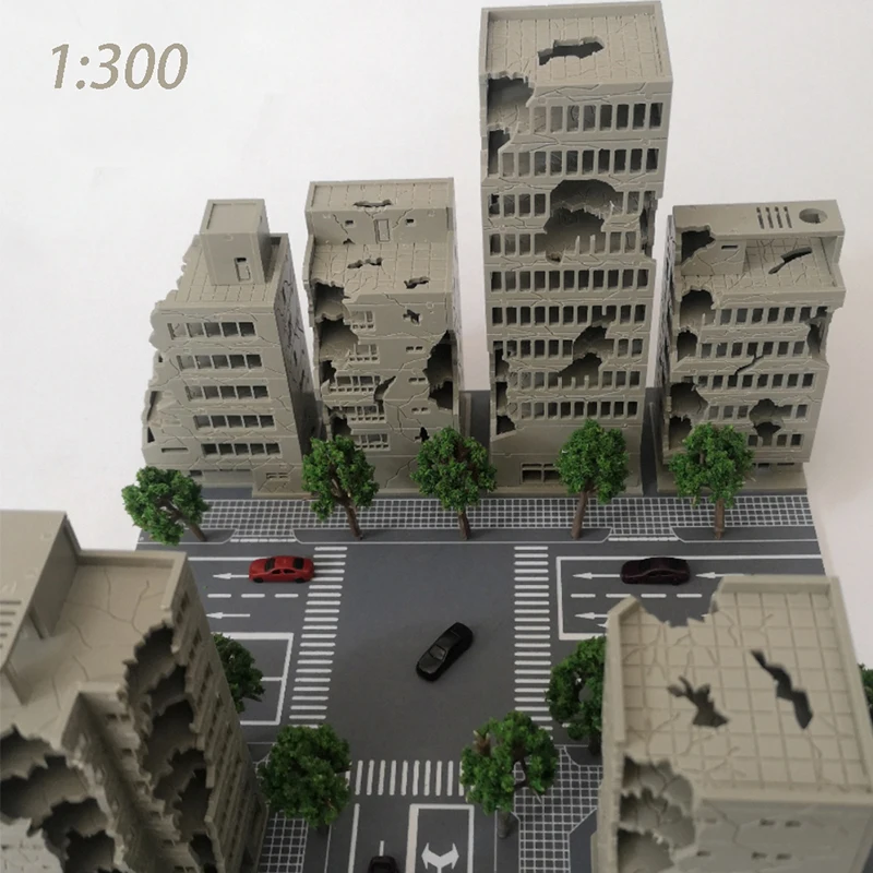 Modèle de construction Miniature de Simulation 1:300, bataille, ville endommagée, modèles de maison hifh-rise, bricolage, paysage militaire, jouets à assembler, 1 pièces