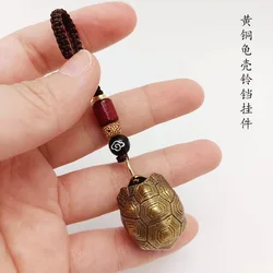 Chinese Brass Beast Key chain Turtle Shell Bell Vintage Pure Copper Car Keychain Pendant Lucky Key Ring Feng Shui pixiu keyrings