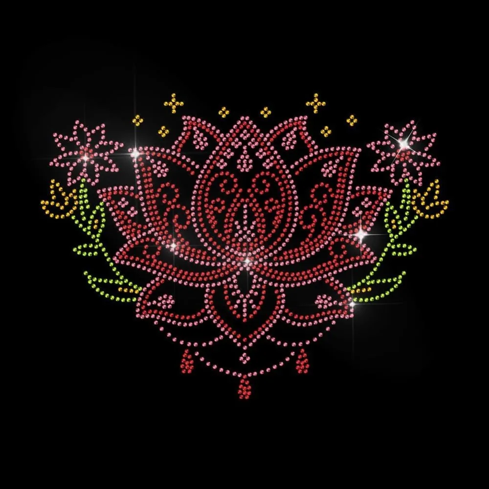 Glas-Hotfix-Strass-Applikationen zum Aufbügeln, Kostümzubehör für Kleidung, Taschen, Hosen, Juli Lotus, 297 x 210 mm