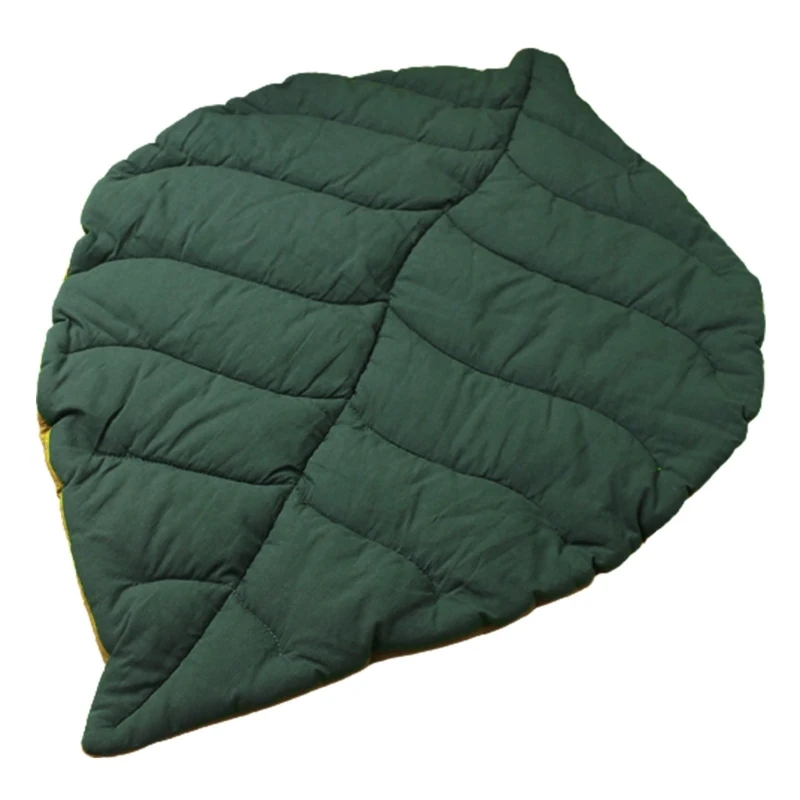 F62D Creatively Leaf Shape Rugs ผ้าห่มผ้าฝ้ายที่เป็นมิตรต่อผิวสำหรับเสื่อรองคลานสำหรับทารก
