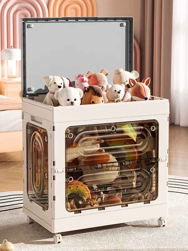 

Plastic Storage Box Multi-Functional Five Door Staable Toy Box Flip Cover Sle Simple Bedroom Storage Cabinet Organizer