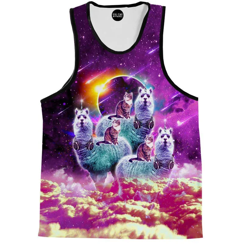 Llama And Cats Tank Top Men 3d Print Cute Funny Tank Tops Women Floral Shirts Y2k Top Graphs T-shirts Kid Hawaii Beach Vest Tees