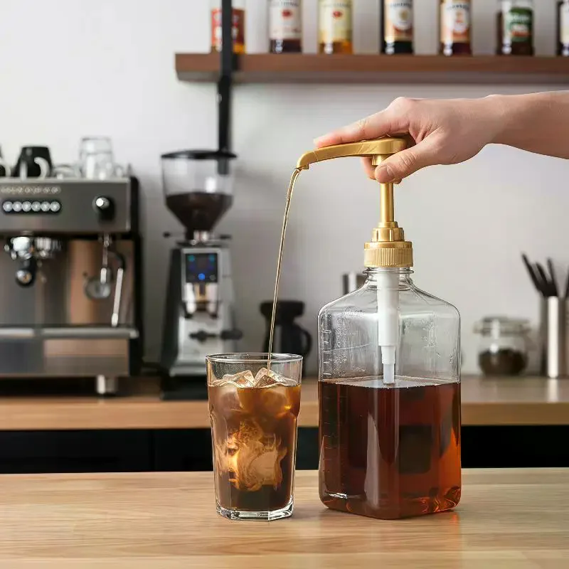 Measuring Clear Plastic Syrup Pump Dispenser Bottle Strong Suction Rapid Rebound for Commercial Cafe Bar Baking