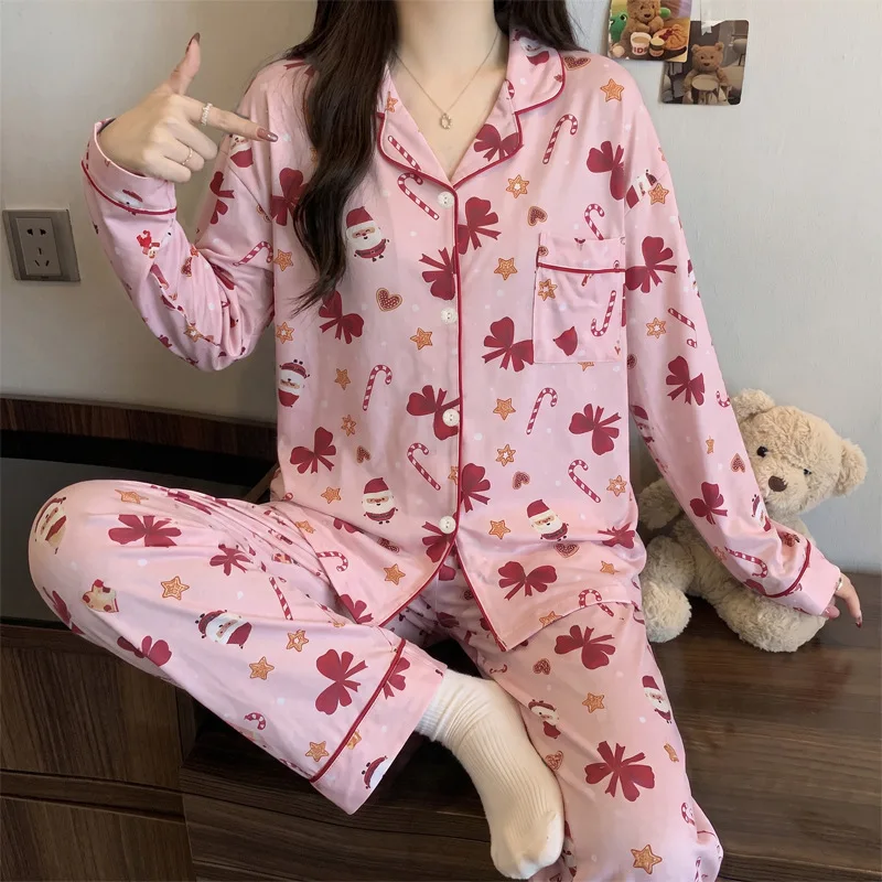 Christmas Stay at Home Soft Sleepwear for Women Popular Autumn Items New Year's Ceremony Style Long Sleeved Homewear Nightwear