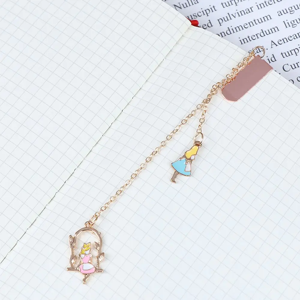 School Office Supplies Cartoon Character Book Clip Metal Pagination Mark Peach Heart Pendant Bookmarks