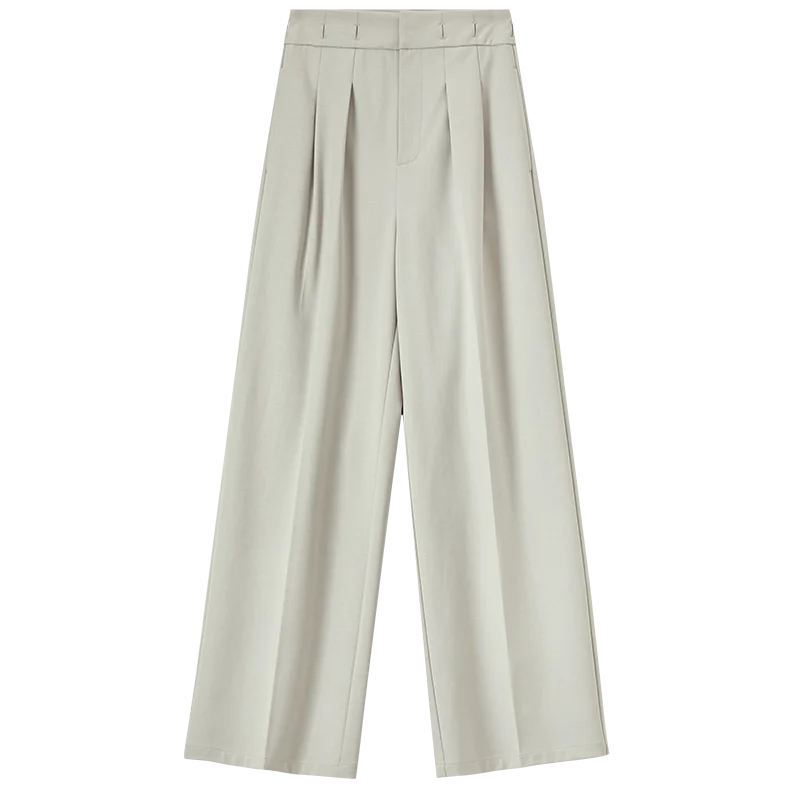 SENTUBILA Straight Pants Woman 2025 Spring Full-length High-waist Solid Folds Office Workwear Trousers with Belt 151K59377