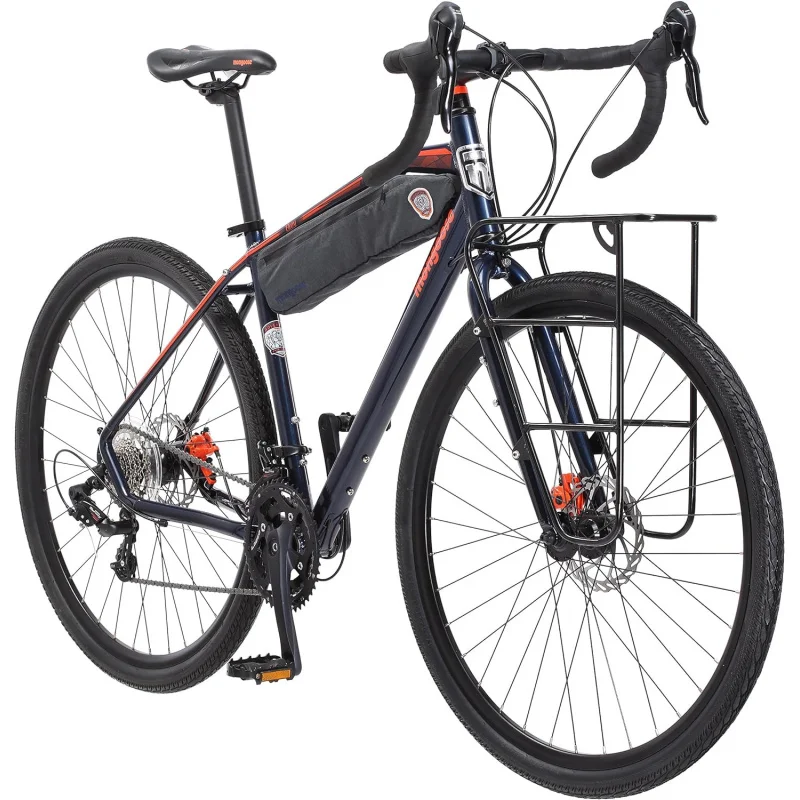 AQMongoose Men's Elroy Adventure Bike 700C Wheel Bicycle,Blue,54cm frame size