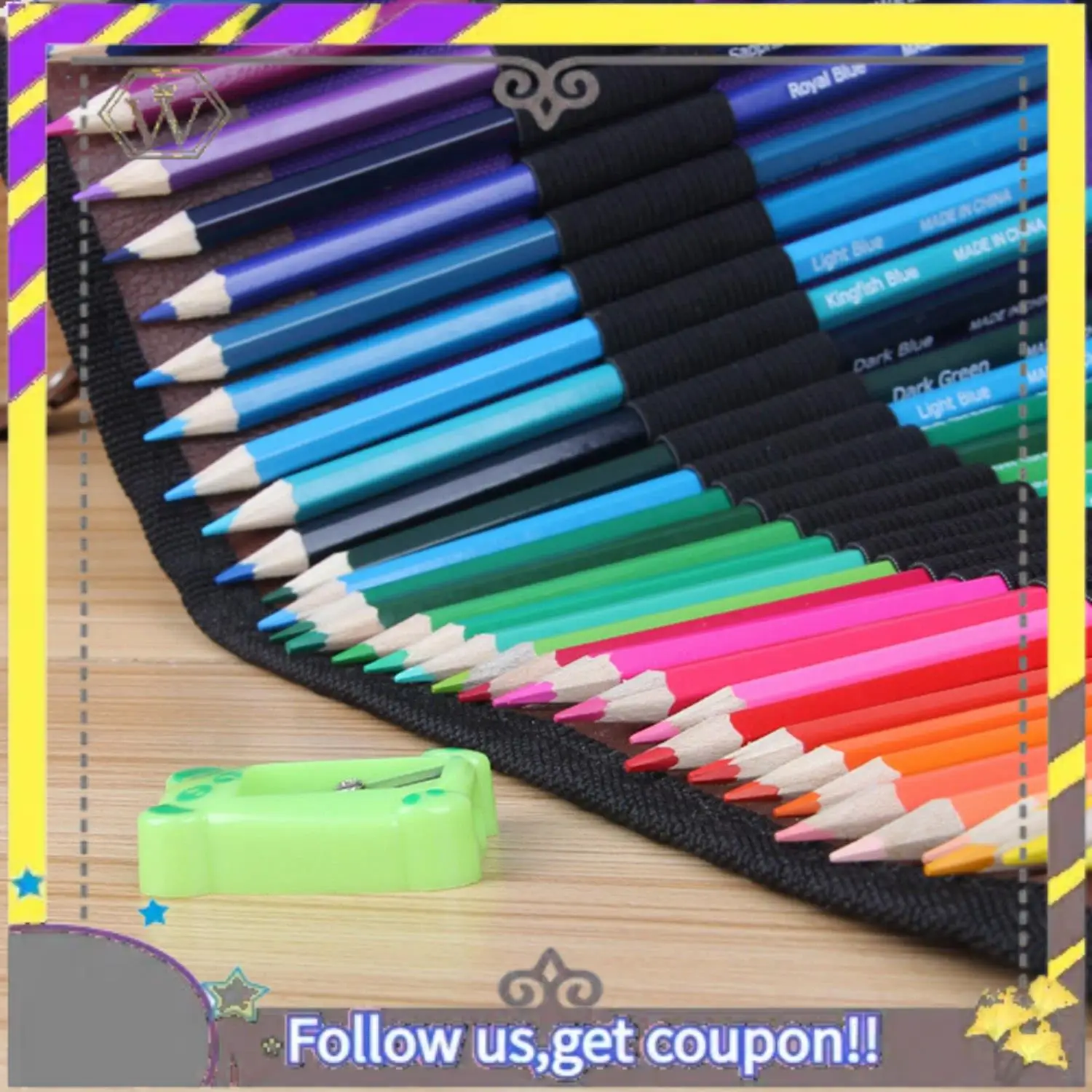 مجموعة أقلام تلوين AU33-50 قطعة، أقلام تلوين فنية مع 30 عبوة من مادة PVC الشفافة المخيطة وحقيبة ملفات المسح الجاف