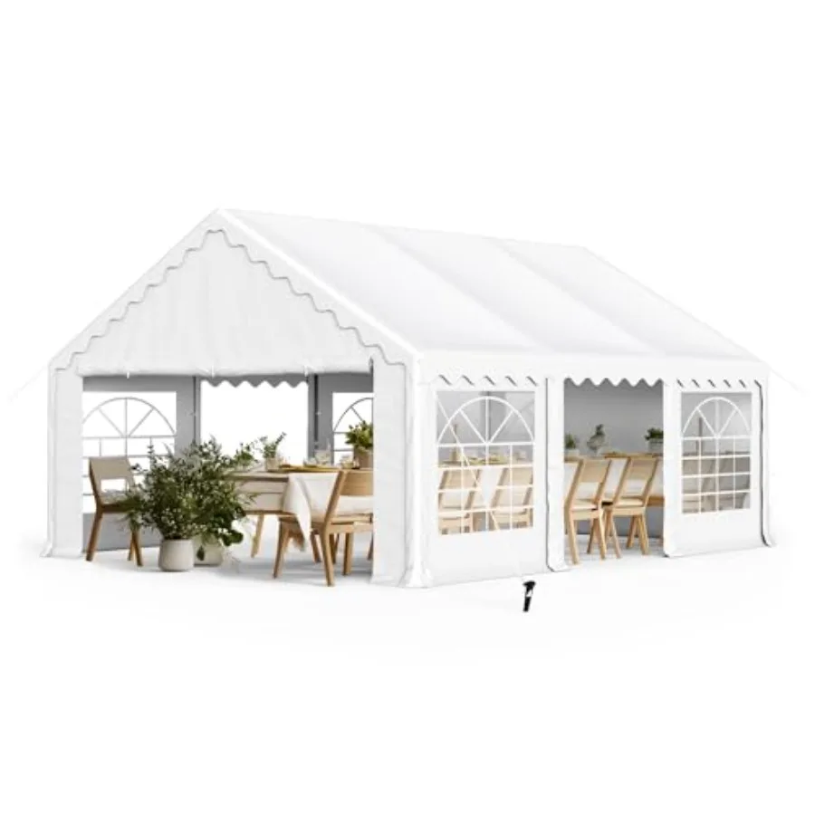 

Уличный тент для мероприятий 20'x16' (6x5 м) для тяжелых условий эксплуатации, большой коммерческий навес для свадеб и мероприятий со съемными боковыми стенками, 3 сумки для хранения