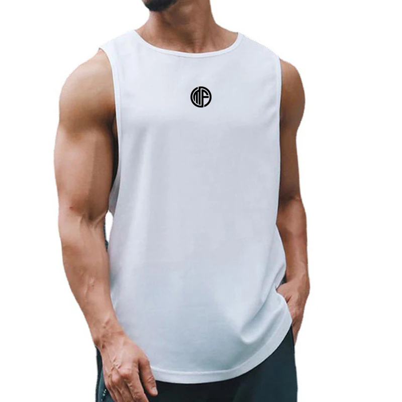 Muscleguys Mens Running Vests Summer Breathable Polyester Tanks Top Lightweight Stretching Looses Sportswear Jogging Fitness Gym