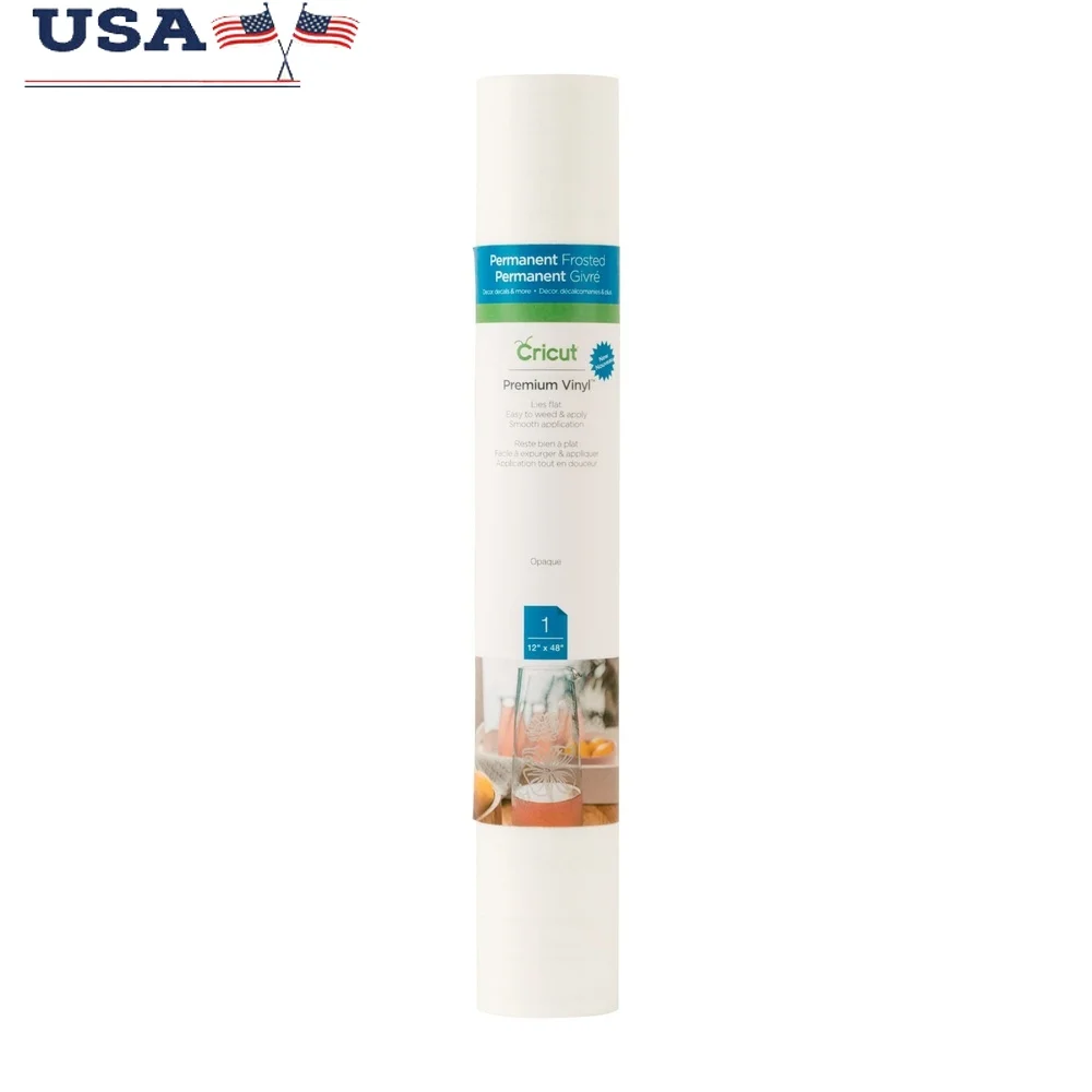プレミアムフロストパーマネントビニールロール 12インチ x 48インチ 耐水性 UV耐性 簡単除草 完璧なガラスプロジェクト 耐久性